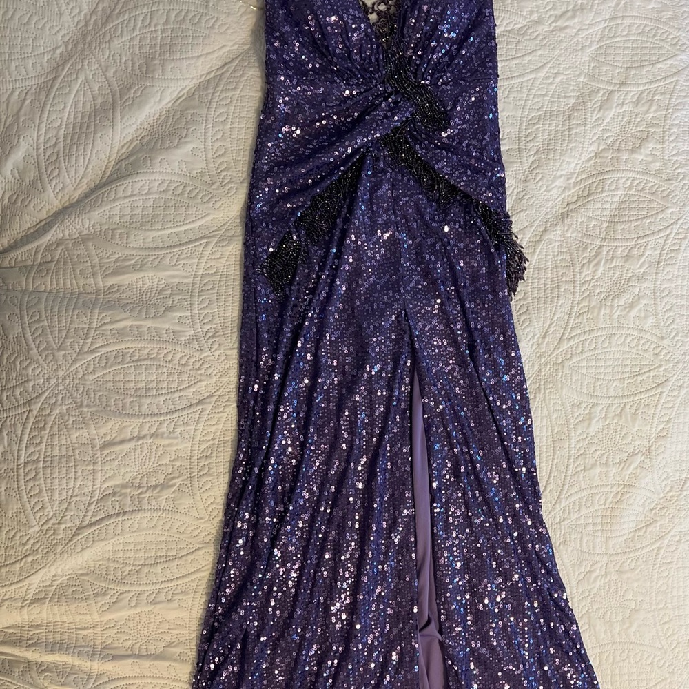 Dazzling Purple Sequin Evening Gown